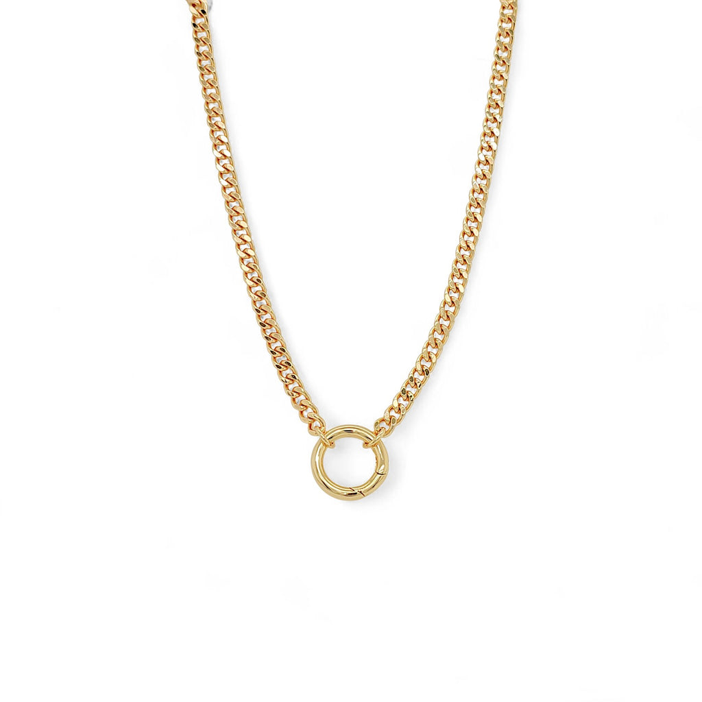 Collar de cadena cubana con cierre frontal | Baño de oro de 18k
