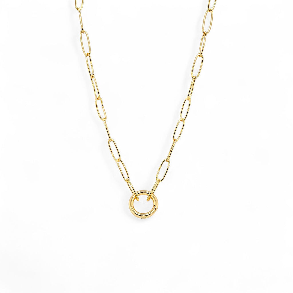 Collar de eslabones tipo clip para dijes | Bañado en oro de 18k