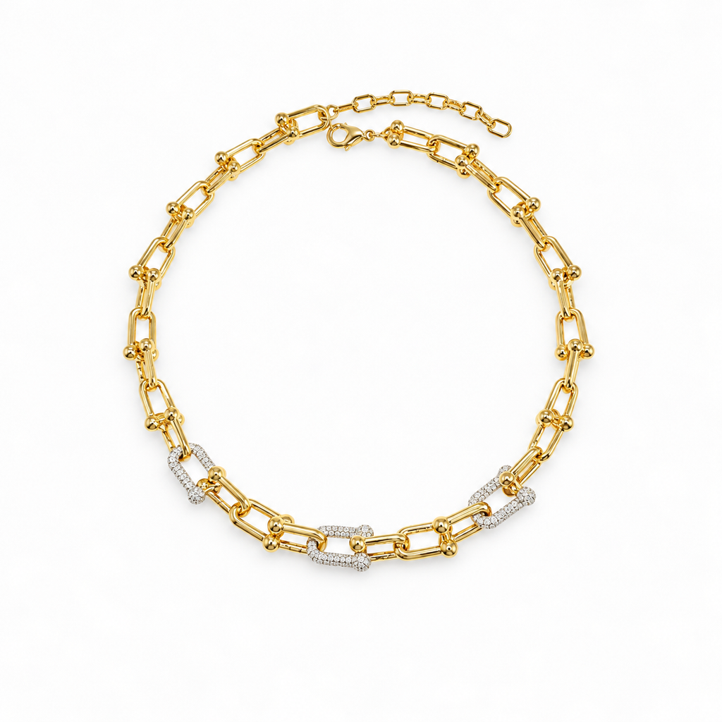 Collar U Link 2 Tonos | Bañado en Oro 18k