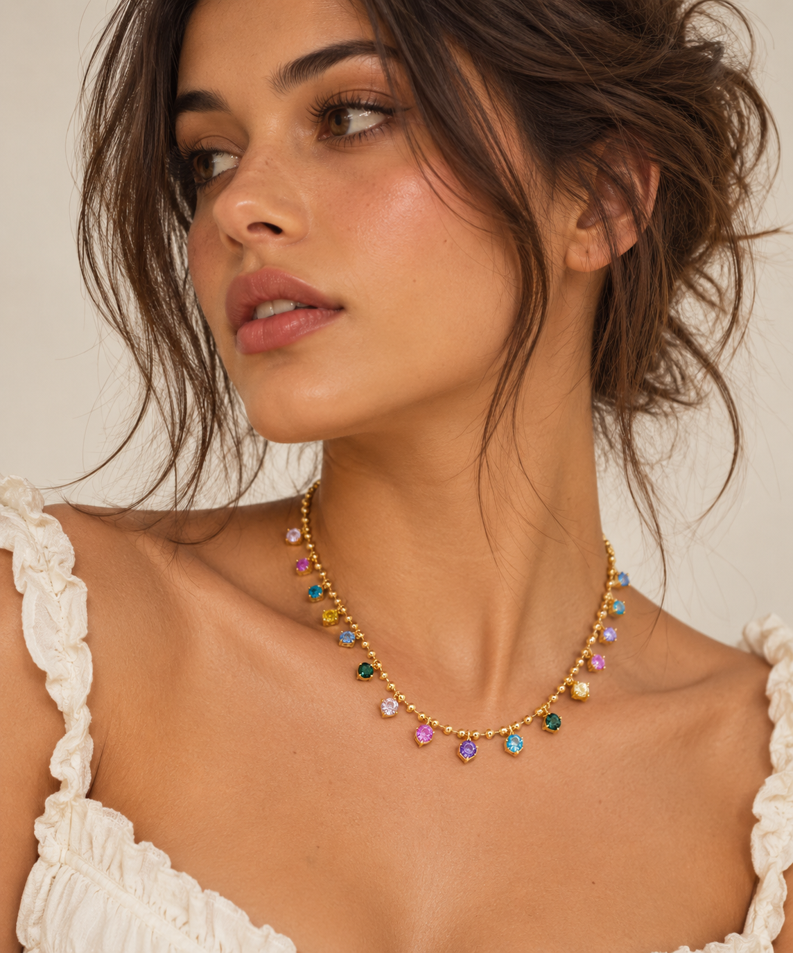 Multi Zirconia Necklace | 18k Gold Plated