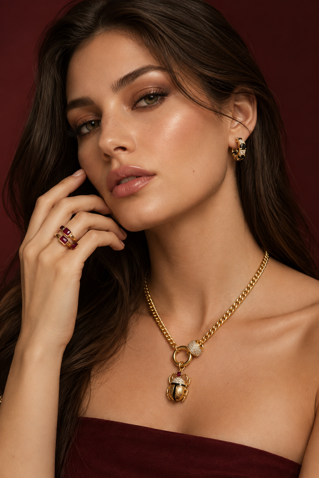 Collar de cadena cubana con cierre frontal | Baño de oro de 18k