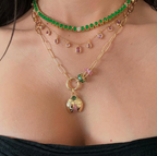 Collar de eslabones tipo clip para dijes | Bañado en oro de 18k