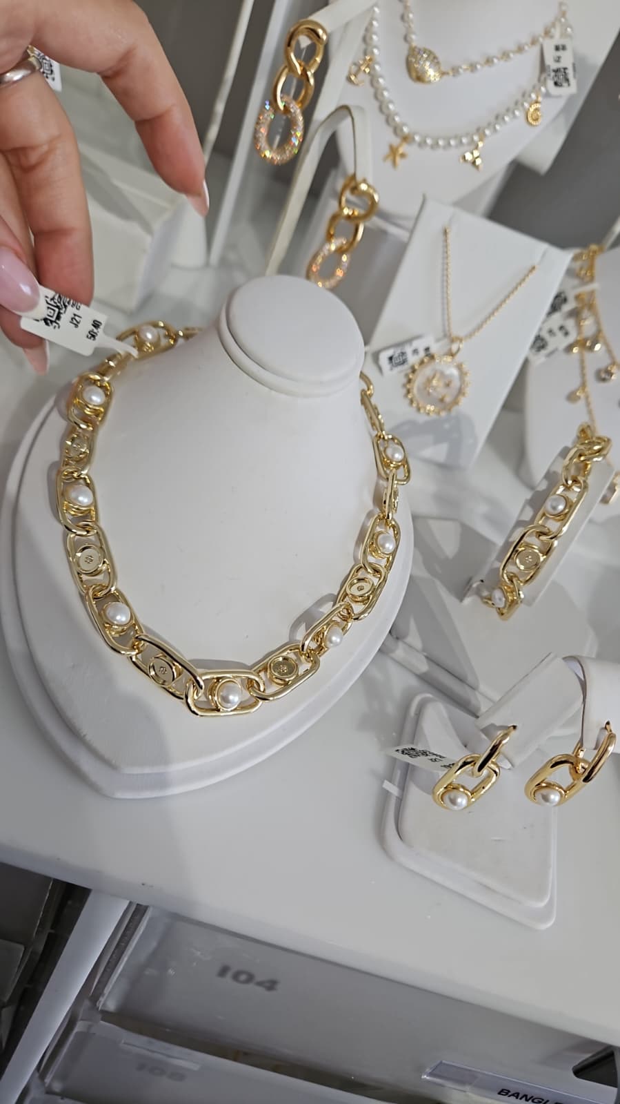 Collar de perlas brillante | Chapado en oro de 18 quilates
